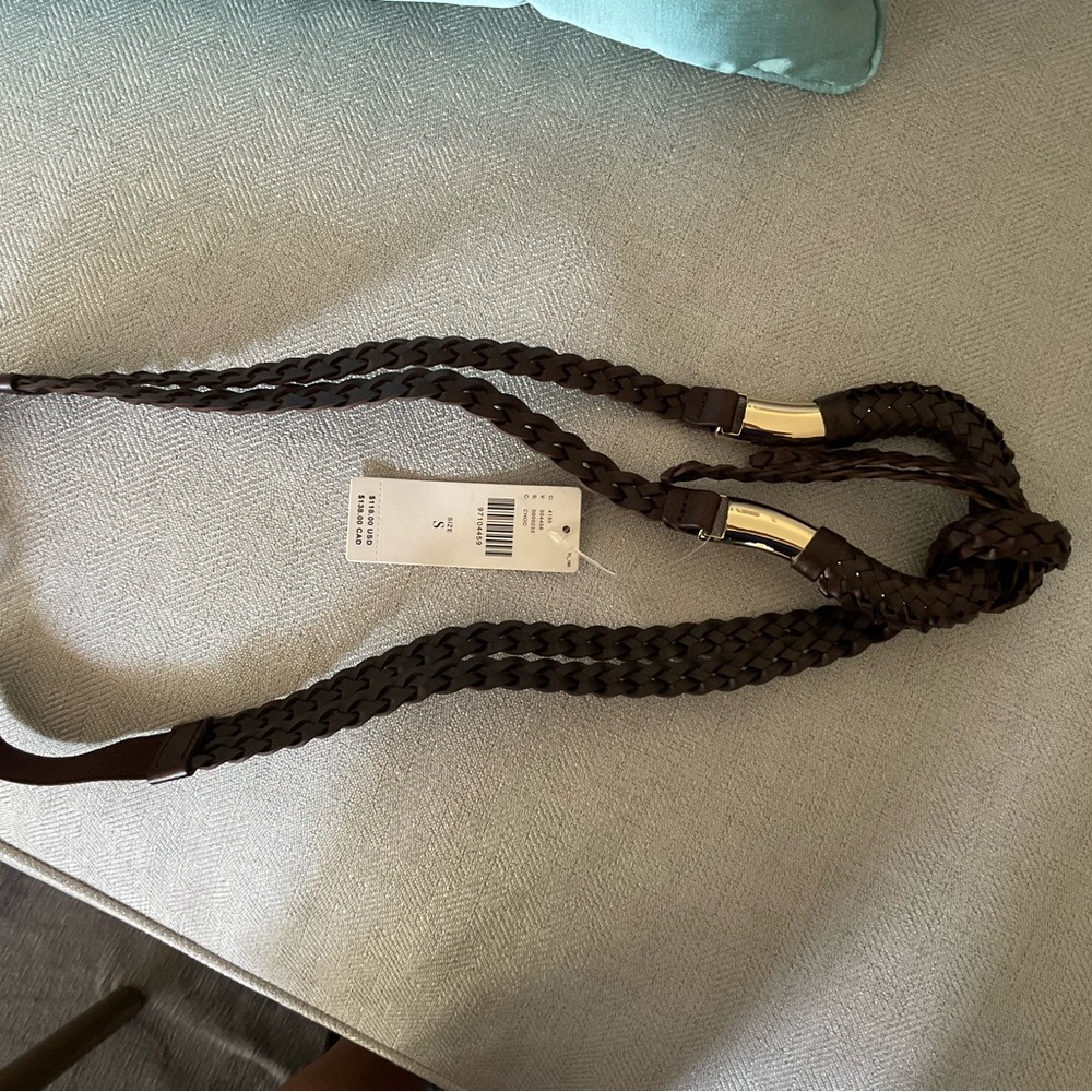 Brown Braided Belt with Gold Accents from Anthropologie